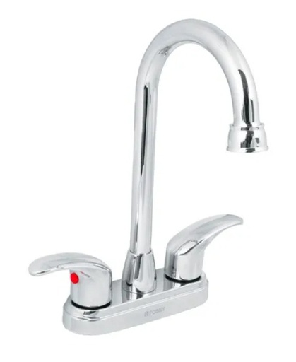 [49691] Mezcladora para lavabo de 4" cuello bar con manerales tipo palanca basic