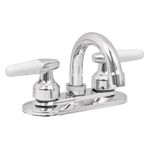[49204] Mezcladora para lavabo de 4" cuello curvo con manerales tipo cono
