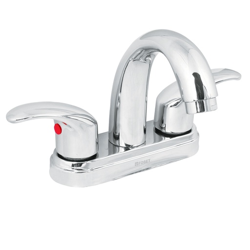 [49693] Mezcladora para lavabo de 4" cuello curvo con manerales tipo palanca