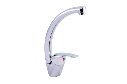 [49684] Monomando para fregadero cuello curvo con maneral metálico