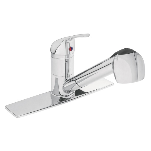 [49685] Monomando para fregadero cuello extraible con maneral metálico