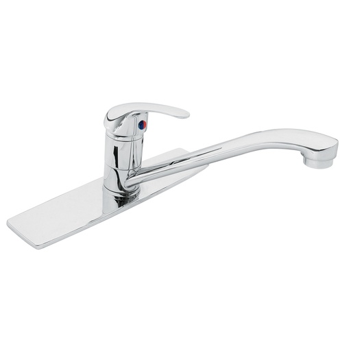 [49407] Monomando para fregadero cuello recto con maneral metálico