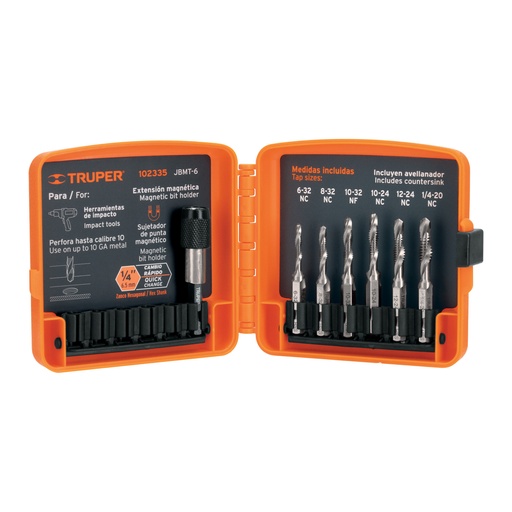 [102335] Paquete de 6 brocas hss con machuelo para metal