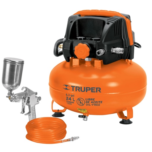 [101428] Paquete de compresor libre de aceite 24 lts 2 2/3" HP  y manguera