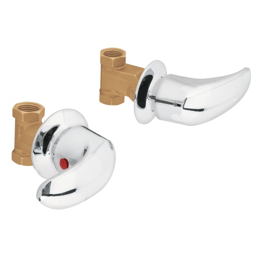 [49797] Par de llaves de bronce roscables para regadera con manerales tipo palanca