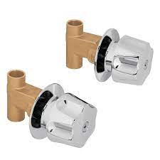 [49249] Par de llaves de bronce soldables para regadera con manerales metalicos