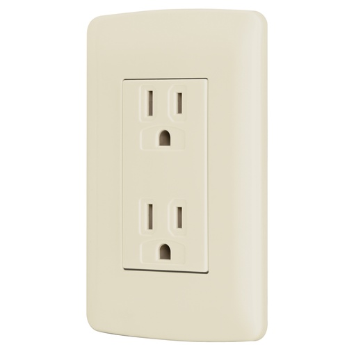 [48110] Placa con contacto dúplex marfil aterrizado italiana