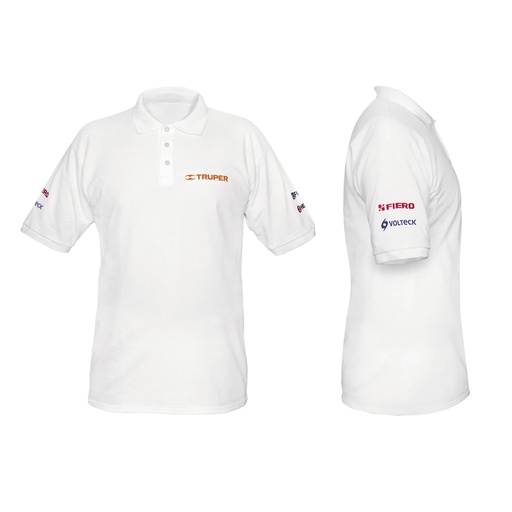 [60455] Playera para caballero blanca tipo polo talla chica
