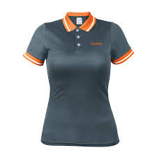 [61087] Playera para dama gris tipo polo talla mediana
