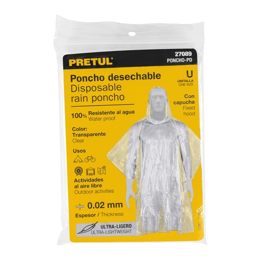 [27089] Poncho impermeable unitalla desechable