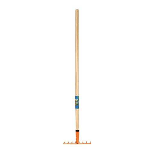 [17895] Rastrillo jardinero para niños de 8 dientes con mango de madera 40"