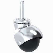 [ROD03015-1] Rodaja tipo esfera espiga para madera hule cromada de 2"