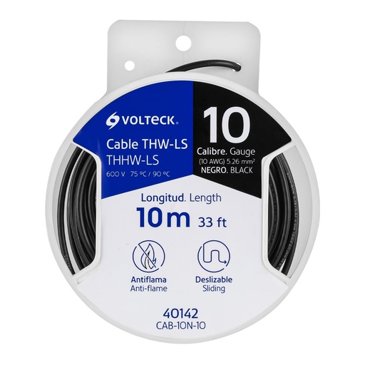 [40142] Rollo de cable thw color negro  C-10 contiene 10 mts