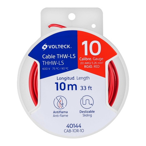 [40144] Rollo de cable thw color rojo  C-10 contiene 10 mts