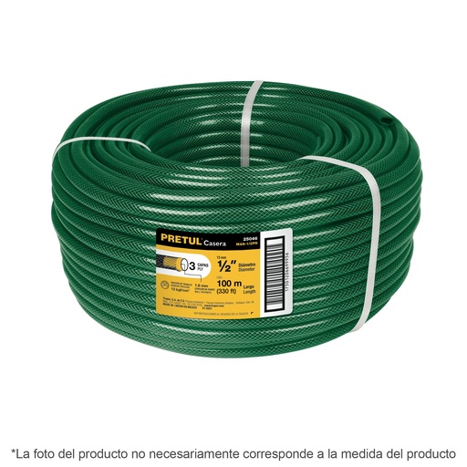 [20601] Rollo de manguera verde con 3 capas de 1" x 50 mts sin conexiones