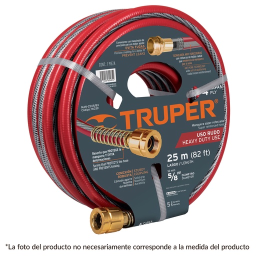 [16035] Rollo de manguera verde con 4 capas de 5/8" x 20 mts con conexiones