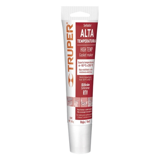 [17566] Sellador de silicon de 85 gr color rojo altas temperaturas