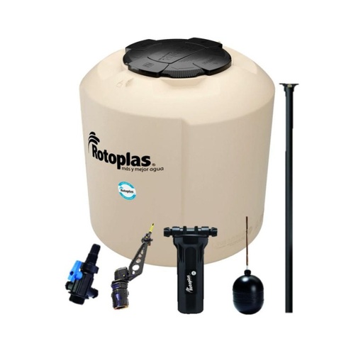 [500472] Tinaco de 1100 lts rotoplas beige con accesorios