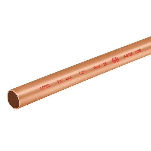 [41274] Tubo de cobre tipo "M" para agua 1/2" x 3 mts