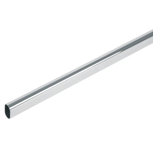 [TUB05220] Tubo ovalado para closet de acero cromado de 6 mts