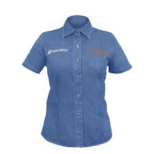 [61103] Camisa para dama de mezclilla manga corta talla grande