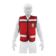 [14663] Chaleco brigadista con cintas reflejantes rojo